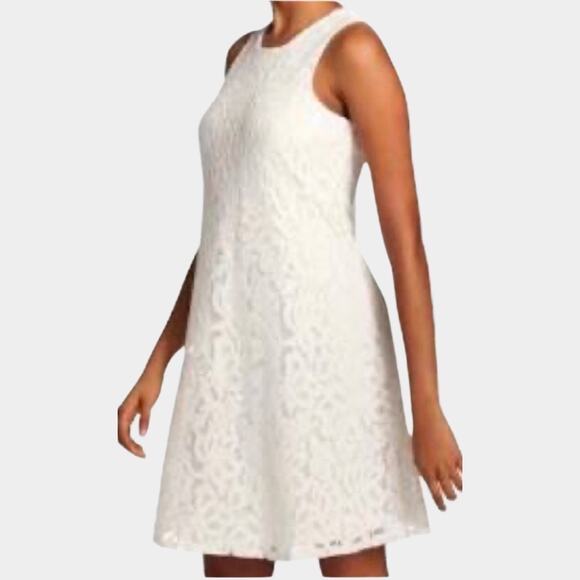 Tommy Hilfiger Sleeveless White Floral Lace A-Line Dress, Size 6 - Picture 2 of 13